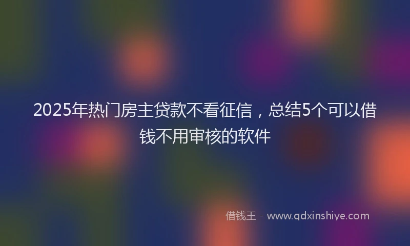 2025年热门房主贷款不看征信，总结5个可以借钱不用审核的软件