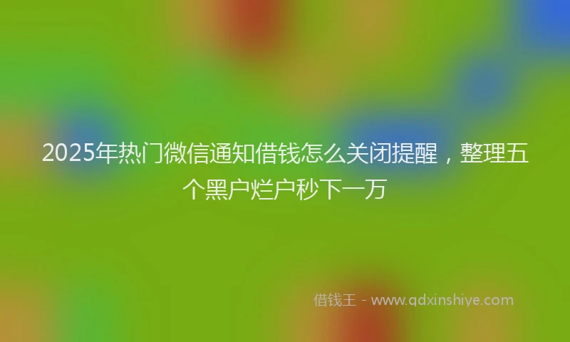 2025年热门微信通知借钱怎么关闭提醒，整理五个黑户烂户秒下一万
