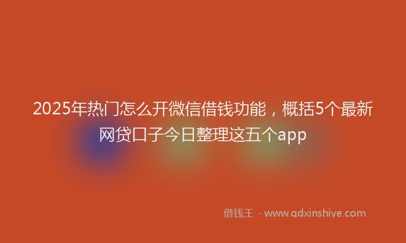 2025年热门怎么开微信借钱功能，概括5个最新网贷口子今日整理这五个app
