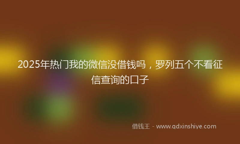2025年热门我的微信没借钱吗，罗列五个不看征信查询的口子