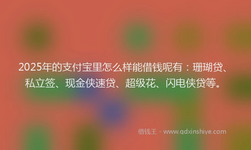 2025年的支付宝里怎么样能借钱呢有：珊瑚贷、私立签、现金侠速贷、超级花、闪电侠贷等。
