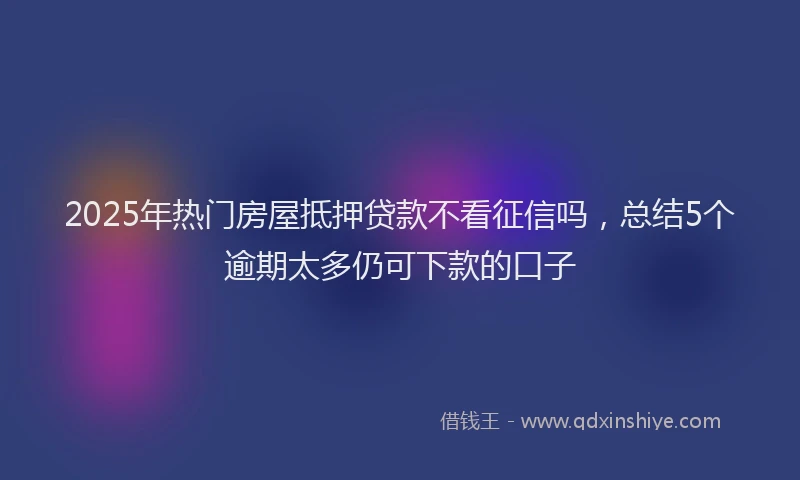 2025年热门房屋抵押贷款不看征信吗，总结5个逾期太多仍可下款的口子
