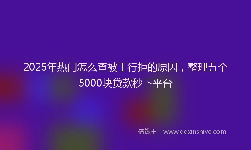 2025年热门怎么查被工行拒的原因，整理五个5000块贷款秒下平台