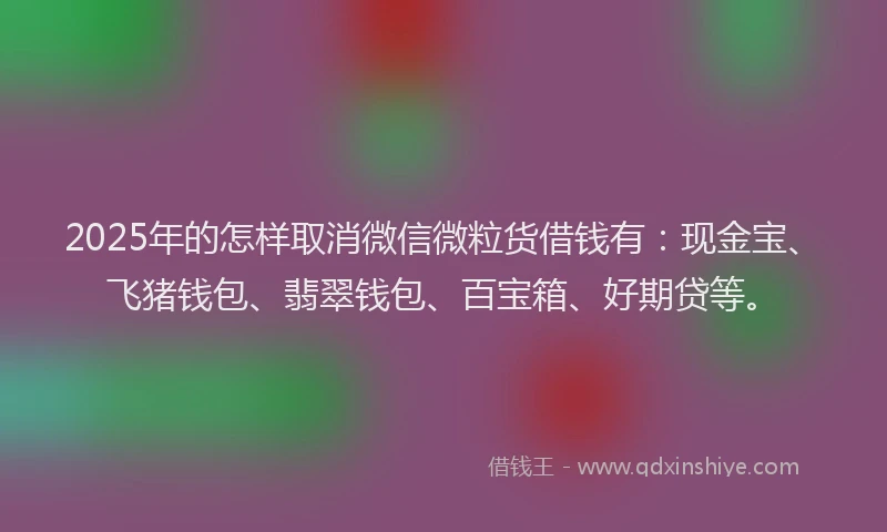 2025年的怎样取消微信微粒货借钱有：现金宝、飞猪钱包、翡翠钱包、百宝箱、好期贷等。