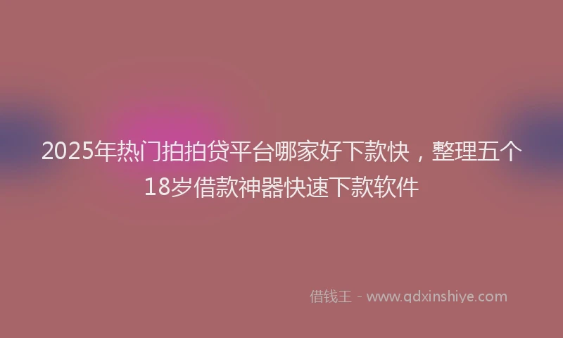 2025年热门拍拍贷平台哪家好下款快，整理五个18岁借款神器快速下款软件