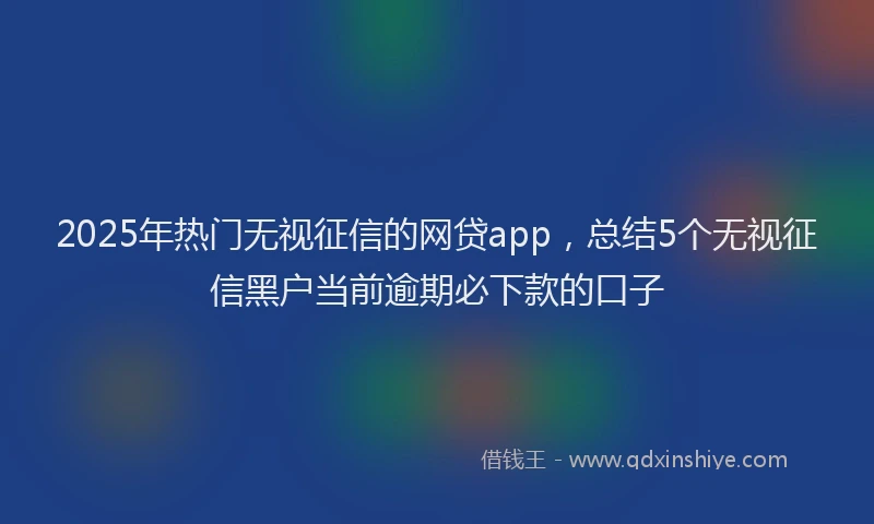 2025年热门无视征信的网贷app，总结5个无视征信黑户当前逾期必下款的口子