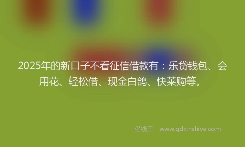 2025年的新口子不看征信借款有：乐贷钱包、会用花、轻松借、现金白鸽、快莱购等。