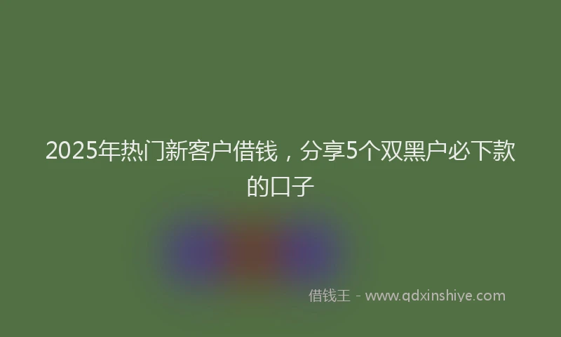 2025年热门新客户借钱，分享5个双黑户必下款的口子