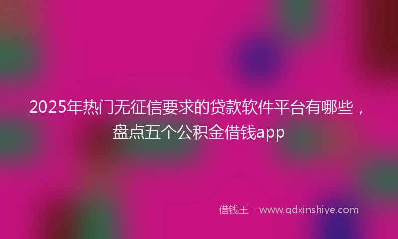 2025年热门无征信要求的贷款软件平台有哪些，盘点五个公积金借钱app