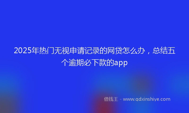 2025年热门无视申请记录的网贷怎么办，总结五个逾期必下款的app