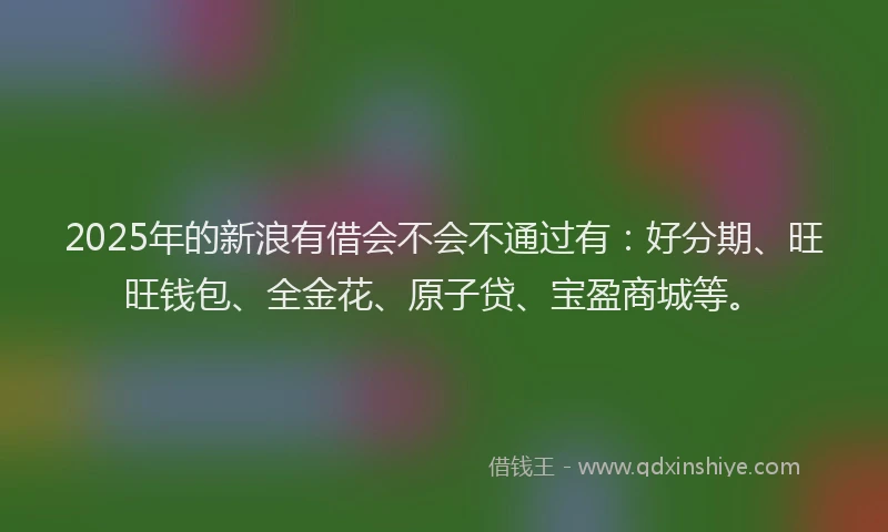 2025年的新浪有借会不会不通过有：好分期、旺旺钱包、全金花、原子贷、宝盈商城等。