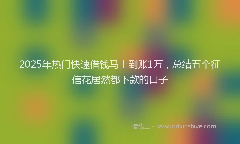 2025年热门快速借钱马上到账1万，总结五个征信花居然都下款的口子