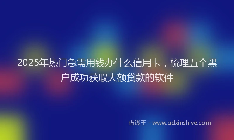 2025年热门急需用钱办什么信用卡，梳理五个黑户成功获取大额贷款的软件