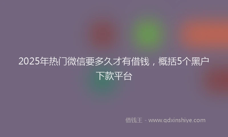2025年热门微信要多久才有借钱，概括5个黑户下款平台