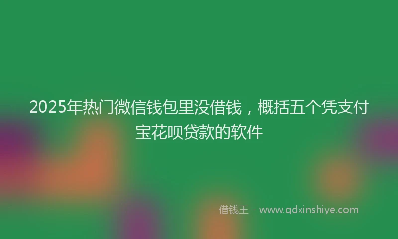 2025年热门微信钱包里没借钱，概括五个凭支付宝花呗贷款的软件