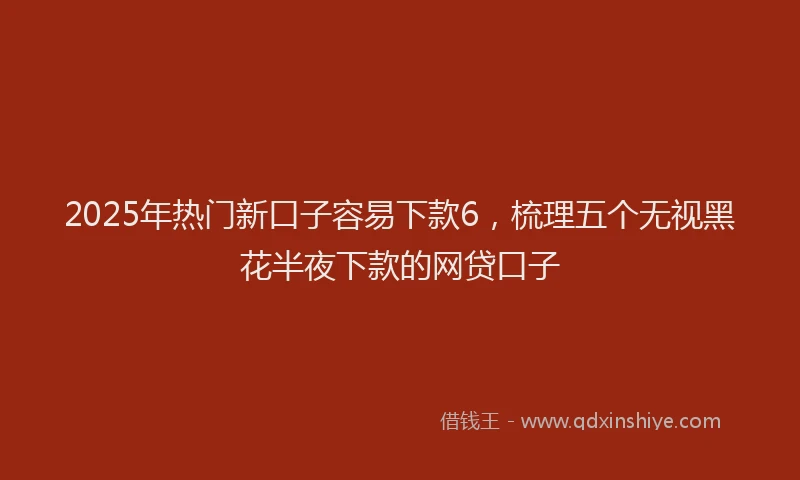 2025年热门新口子容易下款6，梳理五个无视黑花半夜下款的网贷口子