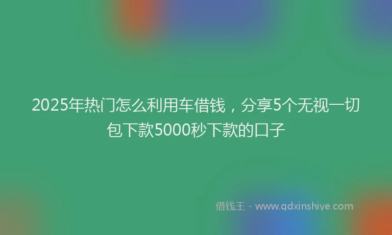 2025年热门怎么利用车借钱，分享5个无视一切包下款5000秒下款的口子