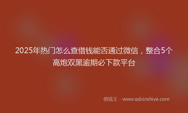 2025年热门怎么查借钱能否通过微信，整合5个高炮双黑逾期必下款平台
