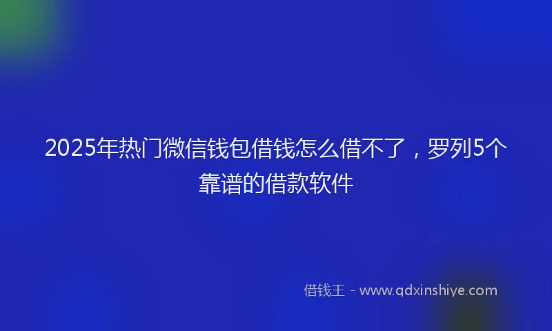 2025年热门微信钱包借钱怎么借不了，罗列5个靠谱的借款软件