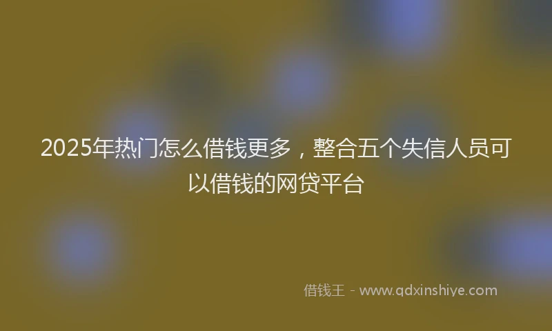 2025年热门怎么借钱更多，整合五个失信人员可以借钱的网贷平台