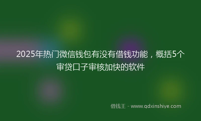2025年热门微信钱包有没有借钱功能，概括5个审贷口子审核加快的软件