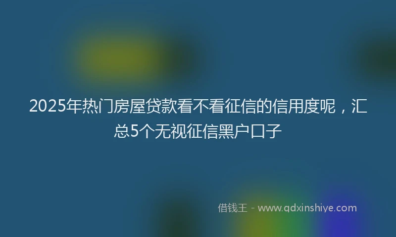 2025年热门房屋贷款看不看征信的信用度呢，汇总5个无视征信黑户口子