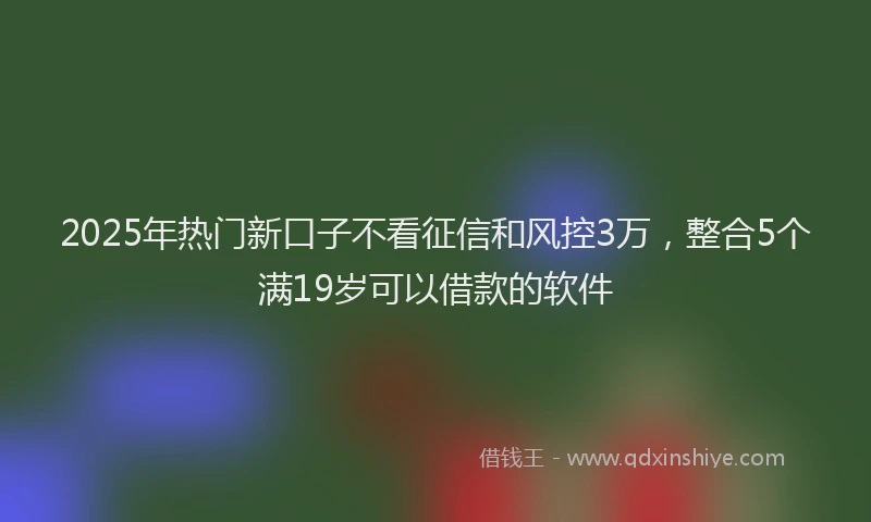 2025年热门新口子不看征信和风控3万，整合5个满19岁可以借款的软件