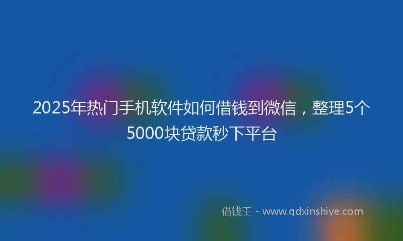 2025年热门手机软件如何借钱到微信，整理5个5000块贷款秒下平台