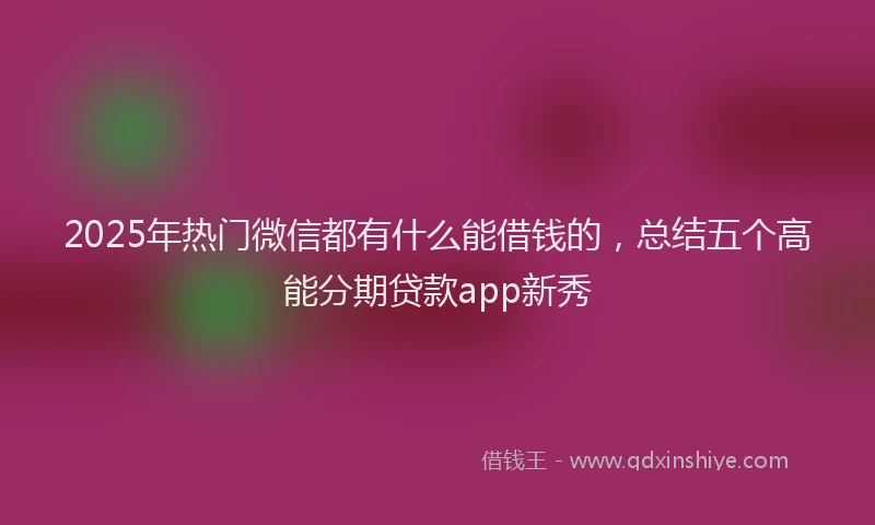 2025年热门微信都有什么能借钱的，总结五个高能分期贷款app新秀