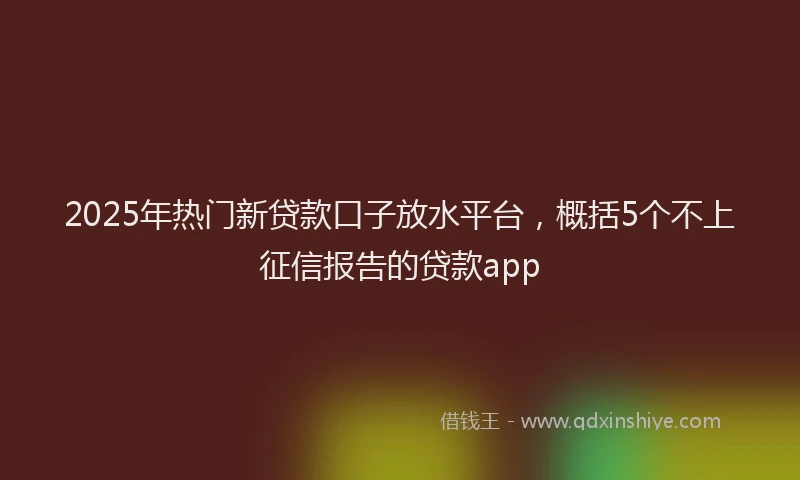 2025年热门新贷款口子放水平台，概括5个不上征信报告的贷款app