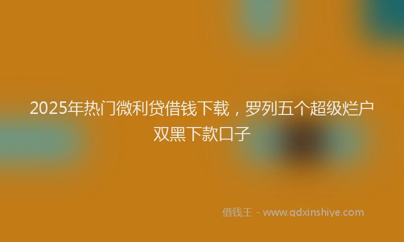 2025年热门微利贷借钱下载，罗列五个超级烂户双黑下款口子