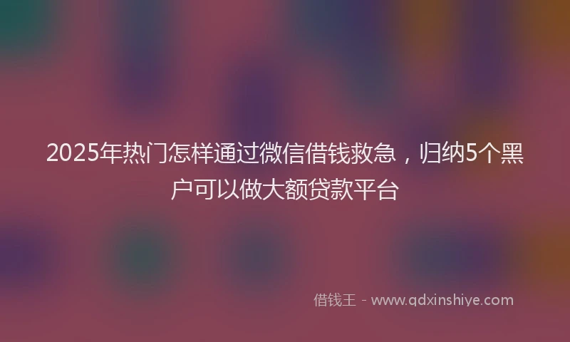 2025年热门怎样通过微信借钱救急，归纳5个黑户可以做大额贷款平台