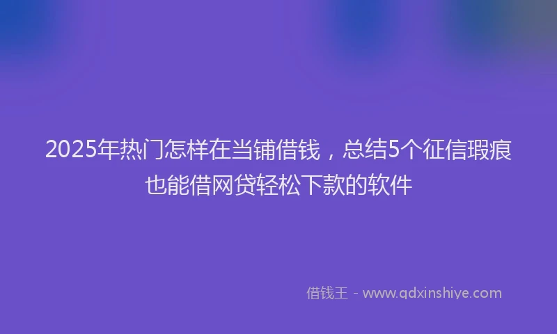 2025年热门怎样在当铺借钱，总结5个征信瑕疵也能借网贷轻松下款的软件