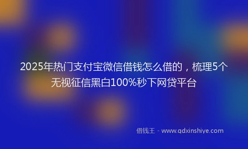 2025年热门支付宝微信借钱怎么借的，梳理5个无视征信黑白100%秒下网贷平台