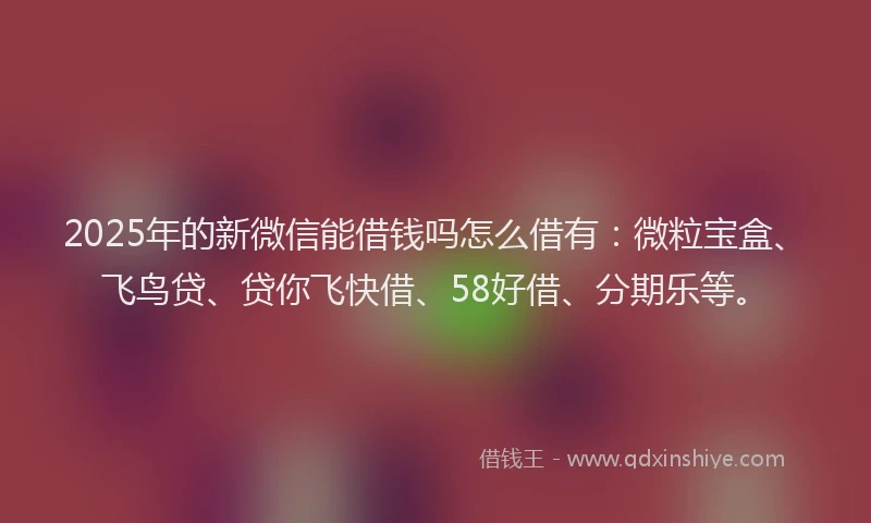 2025年的新微信能借钱吗怎么借有：微粒宝盒、飞鸟贷、贷你飞快借、58好借、分期乐等。