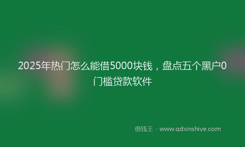 2025年热门怎么能借5000块钱，盘点五个黑户0门槛贷款软件
