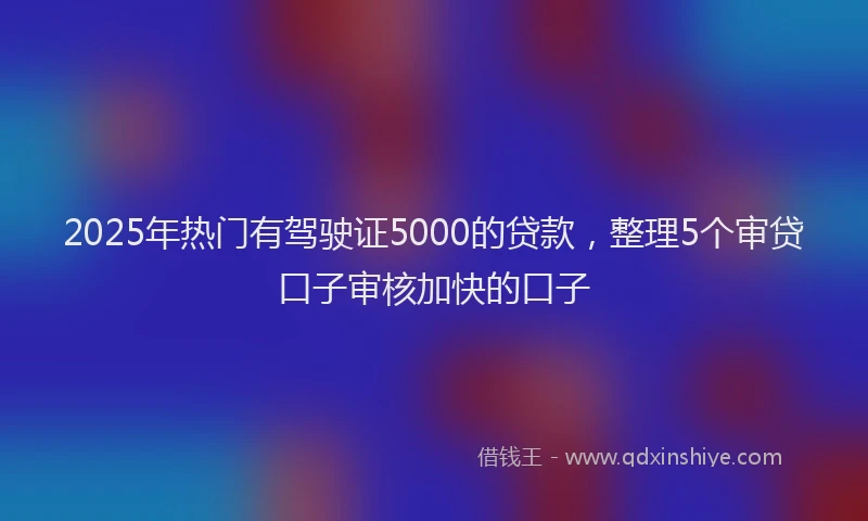 2025年热门有驾驶证5000的贷款，整理5个审贷口子审核加快的口子