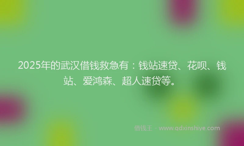 2025年的武汉借钱救急有：钱站速贷、花呗、钱站、爱鸿森、超人速贷等。