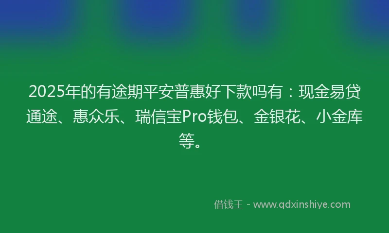 2025年的有途期平安普惠好下款吗有：现金易贷通途、惠众乐、瑞信宝Pro钱包、金银花、小金库等。