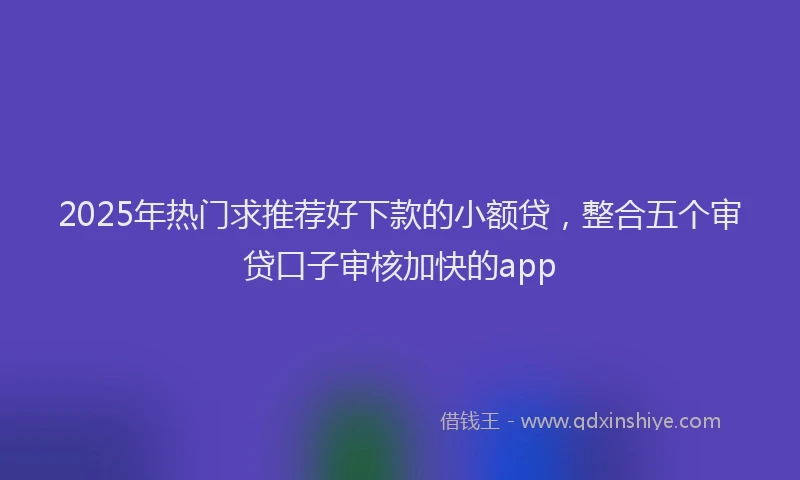 2025年热门求推荐好下款的小额贷，整合五个审贷口子审核加快的app