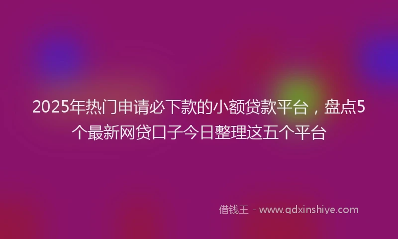 2025年热门申请必下款的小额贷款平台，盘点5个最新网贷口子今日整理这五个平台