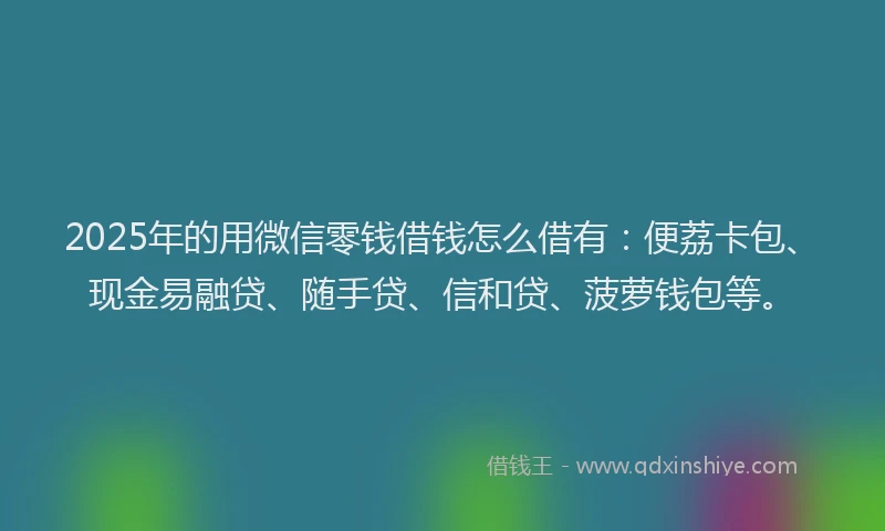 2025年的用微信零钱借钱怎么借有：便荔卡包、现金易融贷、随手贷、信和贷、菠萝钱包等。