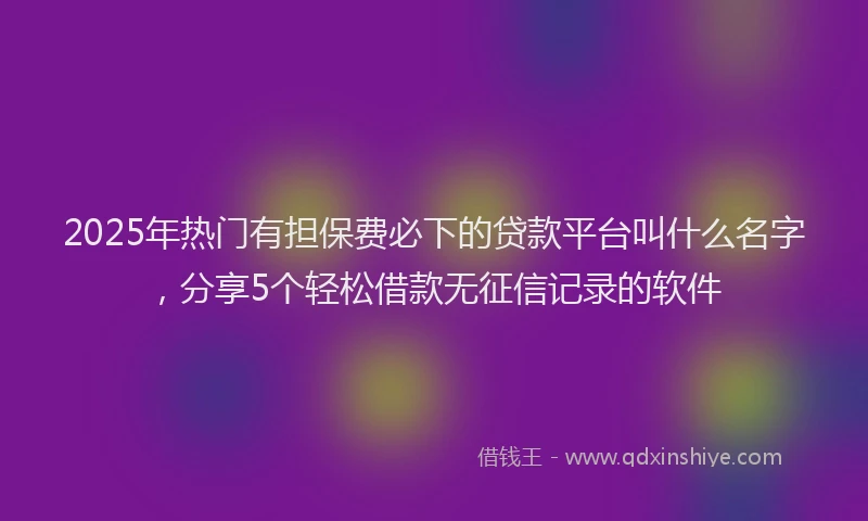 2025年热门有担保费必下的贷款平台叫什么名字，分享5个轻松借款无征信记录的软件