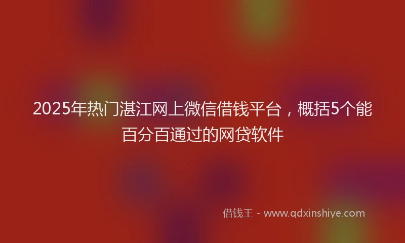 2025年热门湛江网上微信借钱平台，概括5个能百分百通过的网贷软件