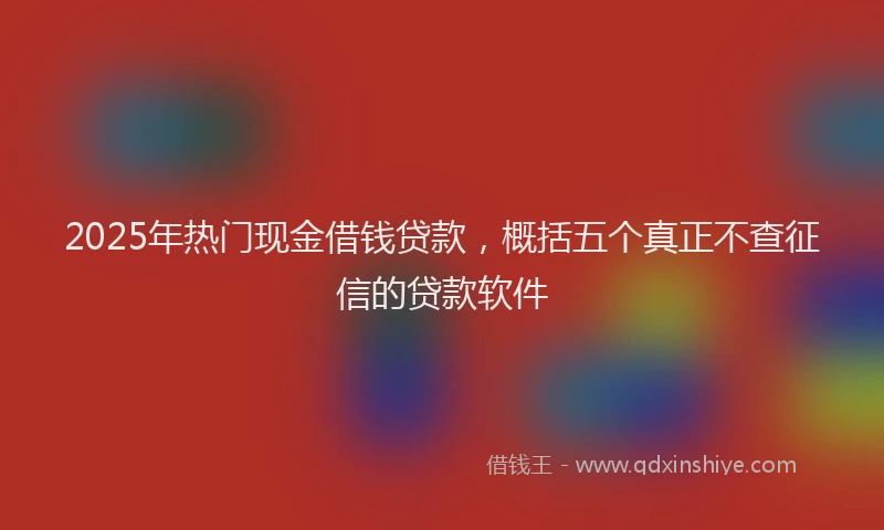 2025年热门现金借钱贷款，概括五个真正不查征信的贷款软件