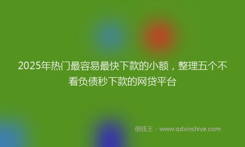 2025年热门最容易最快下款的小额，整理五个不看负债秒下款的网贷平台