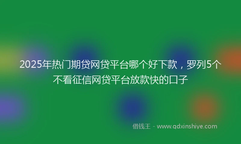 2025年热门期贷网贷平台哪个好下款，罗列5个不看征信网贷平台放款快的口子