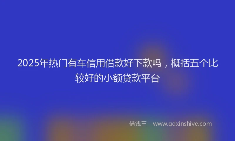 2025年热门有车信用借款好下款吗，概括五个比较好的小额贷款平台