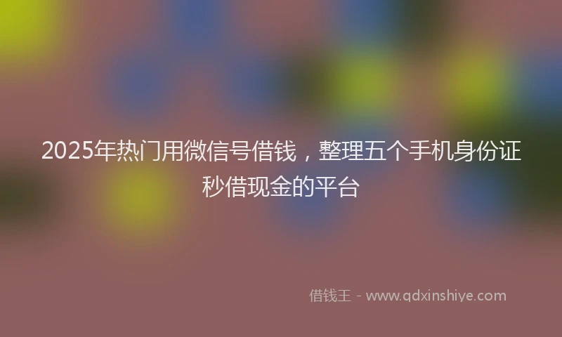 2025年热门用微信号借钱，整理五个手机身份证秒借现金的平台
