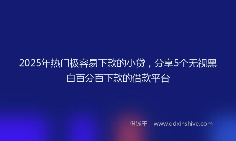 2025年热门极容易下款的小贷，分享5个无视黑白百分百下款的借款平台